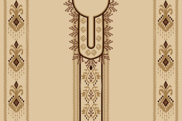 African Ikat Floral Neckline Embroidery
