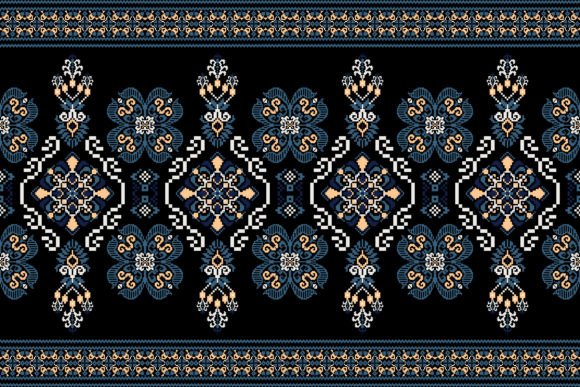 Arabesque Floral Cross Stitch Embroidery