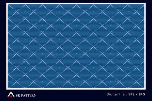Blue Knitted Pattern Vector, Embroidery