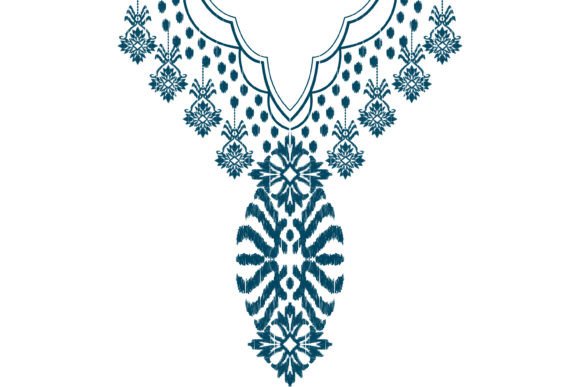 Floral Ikat Neckline Embroidery