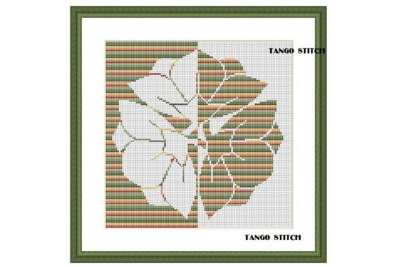 Green Abstract Striped Flower Embroidery