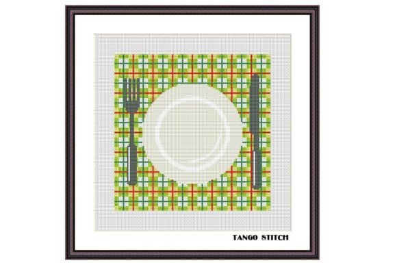 Green Table Mat Kitchen Plate Embroidery
