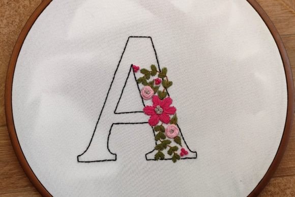 Letter A Embroidery Flowers