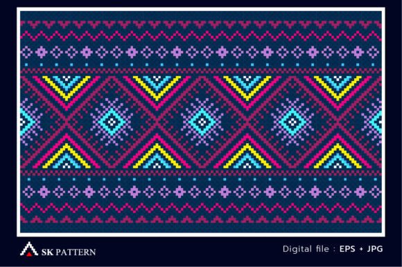 Pixel Embroidery Ethnic Pattern Vector