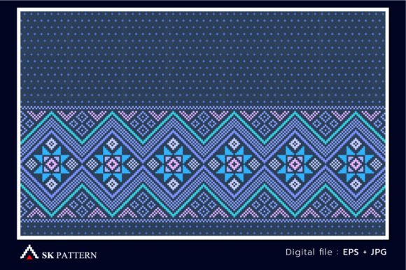 Pixel Ethnic Pattern Vector Embroidery
