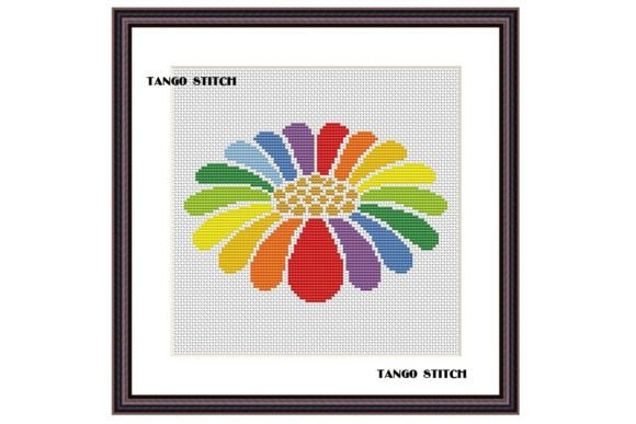 Rainbow Cross Stitch Flower Embroidery