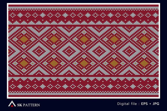 Red and White Embroidery Vector Pattern