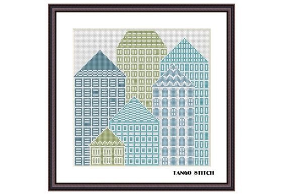 Skyscraper Houses Silhouette Embroidery