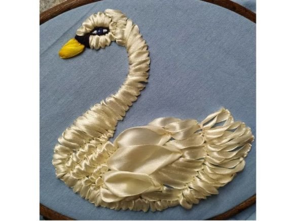 Swan Ribbon Embroidery Tutorial
