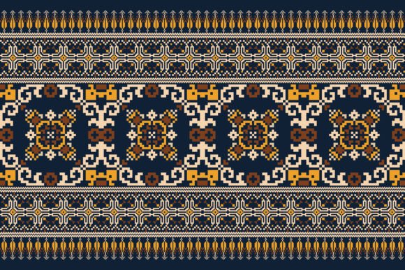 Thai Floral Cross Stitch Embroidery