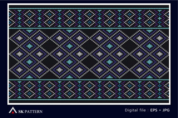 White and Blue Embroidery Pattern Design